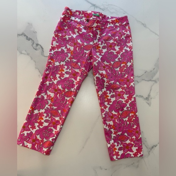 Lilly Pulitzer Palm Beach Fit Pants Vibrant Floral Delight Size 8 - Picture 1 of 6